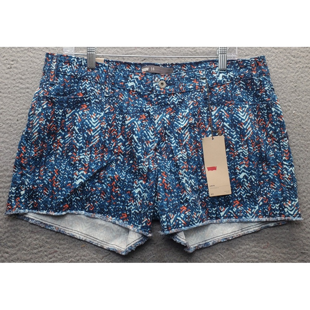 Levi's Mini Shorts Womens 16 Multi Denim Patterned Flat Front Raw Hem Outdoor